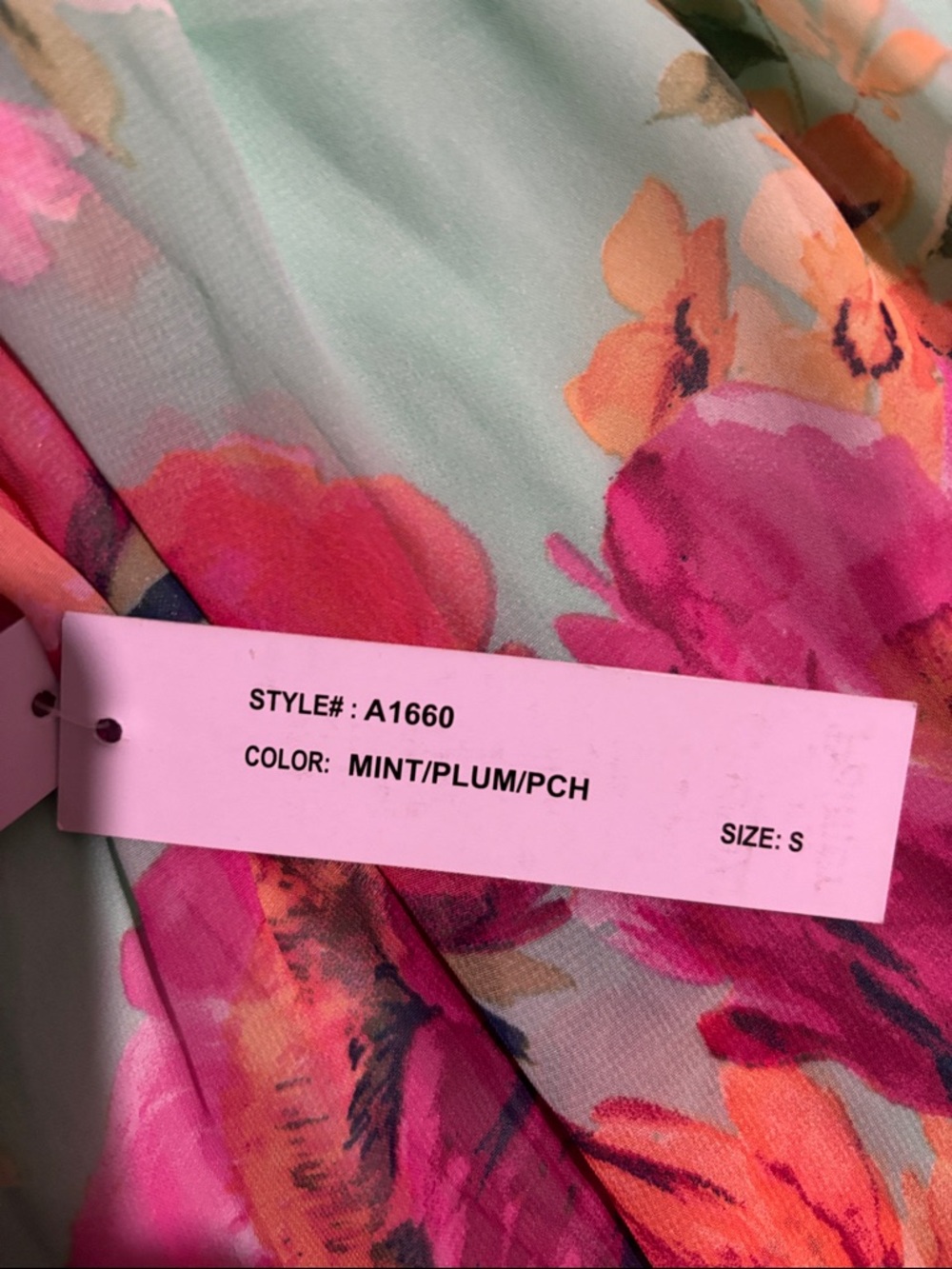 Shelby & Palmer Mint Floral Halter Maxi Dress with Pink Roses - Picture 2 of 5